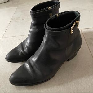 J Crew leather ankle boots. Size 6. Gold hardware. Gently worn.